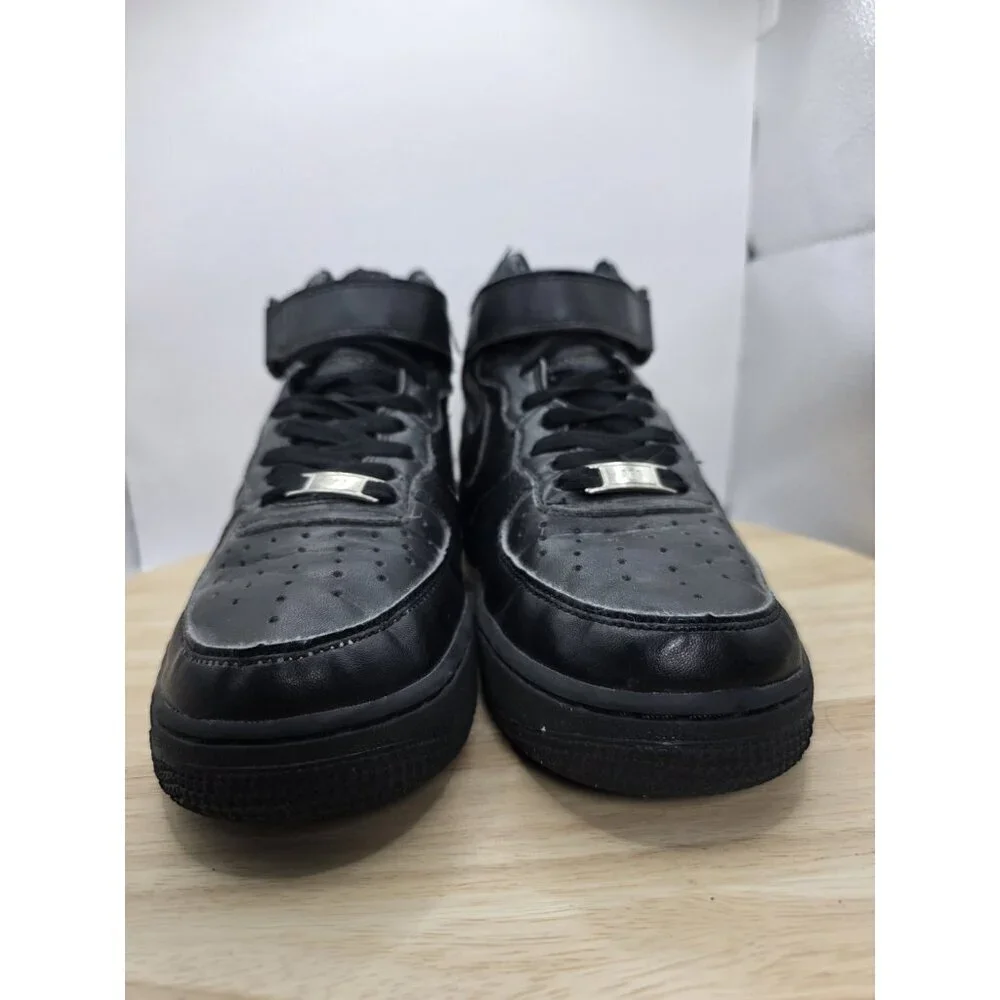 NIKE Air Force 1 -Mid Triple Black Sneakers‎ Shoes - 315123-001 women’s Sz 6.5 - Picture 2 of 8